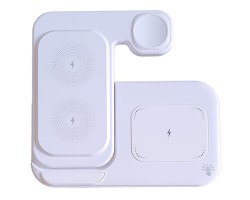 Vezeték nélküli 3 az 1-ben vezeték nélküli töltő, 15 W-os összecsukható induktív töltőállomás, iPhone, Apple, Airpods fehér